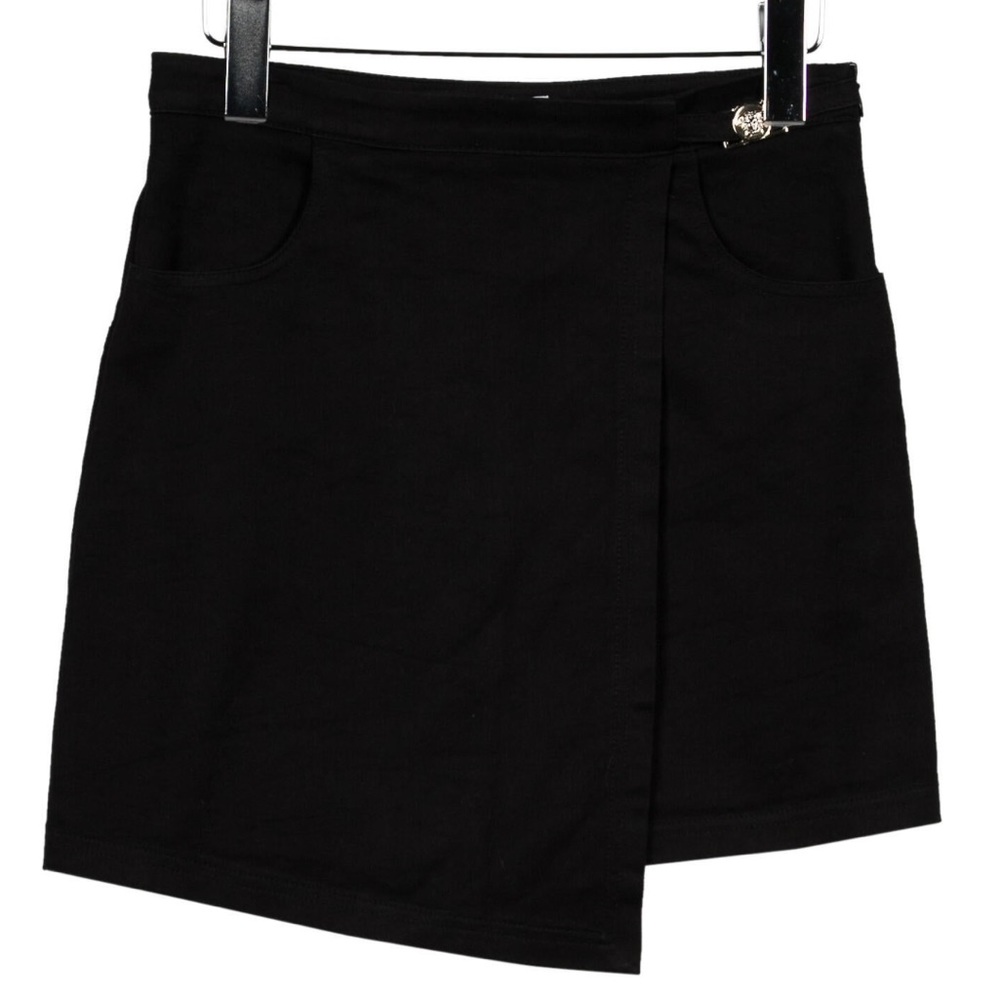 Versace Black Girls Asymmetrical Pocket Skirt with Medusa Charm